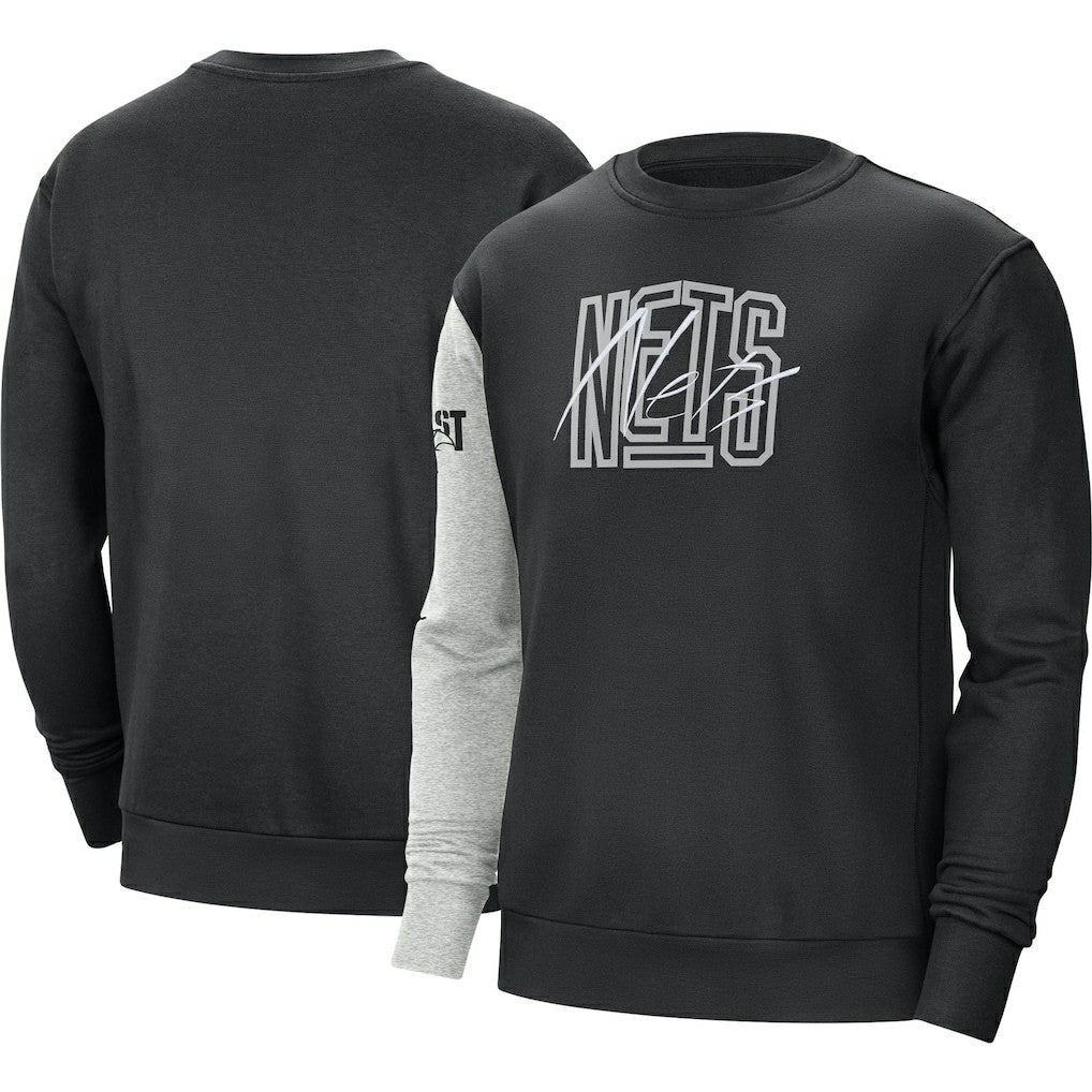 Brooklyn Nets Courtside Versus Force & Flight Pullover Sweatshirt - Black/Heather Gray sale