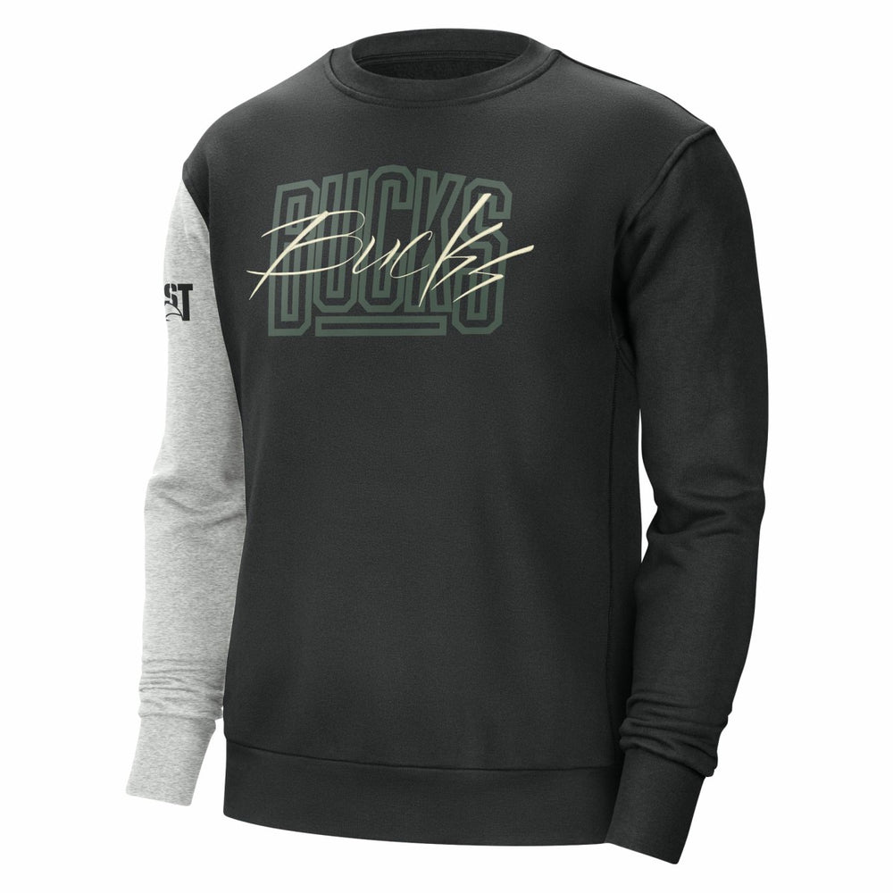Milwaukee Bucks Courtside Versus Force & Flight Pullover Sweatshirt - Black/Heather Gray cheap