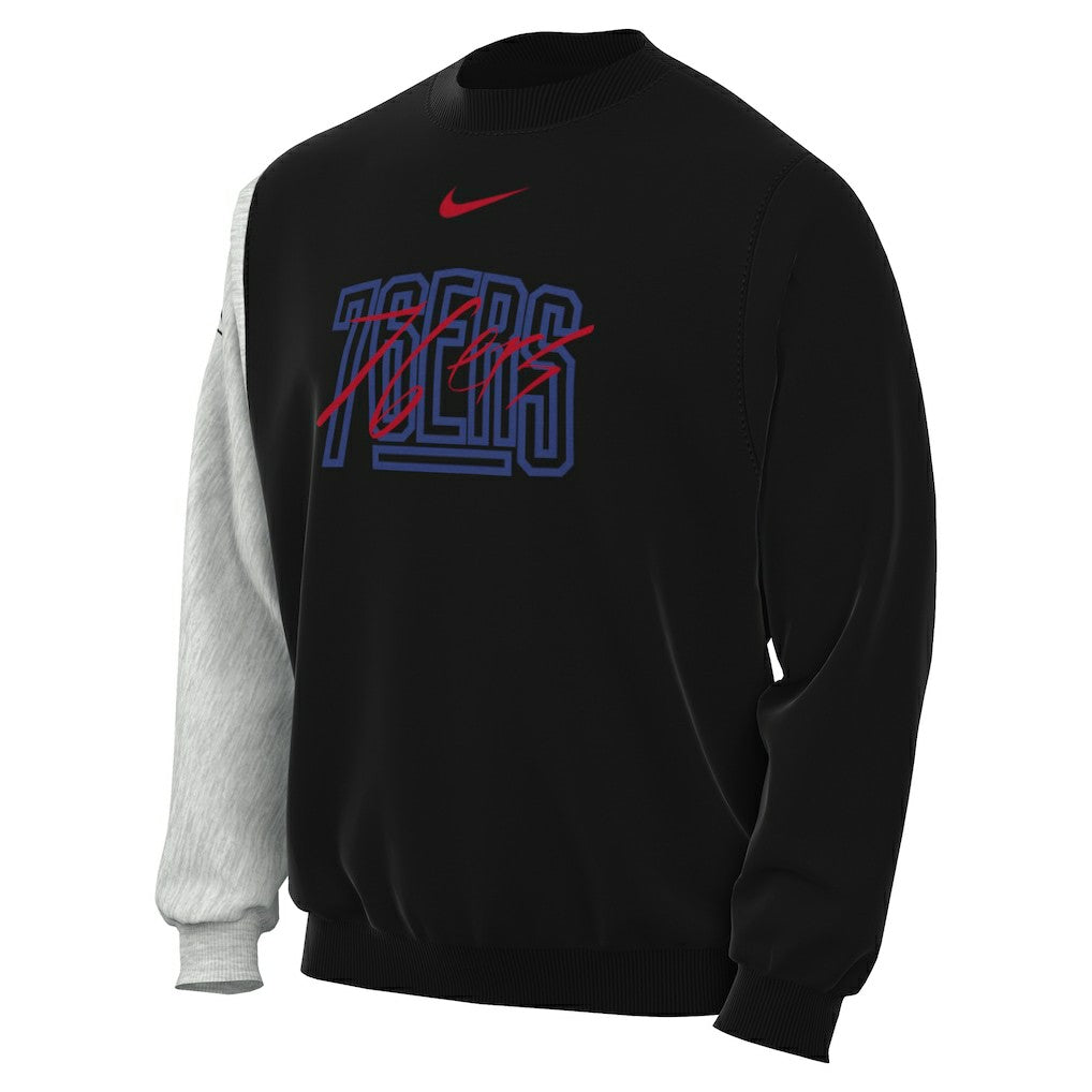 Philadelphia 76ers Courtside Versus Force & Flight Pullover Sweatshirt - Black/Heather Gray for sale