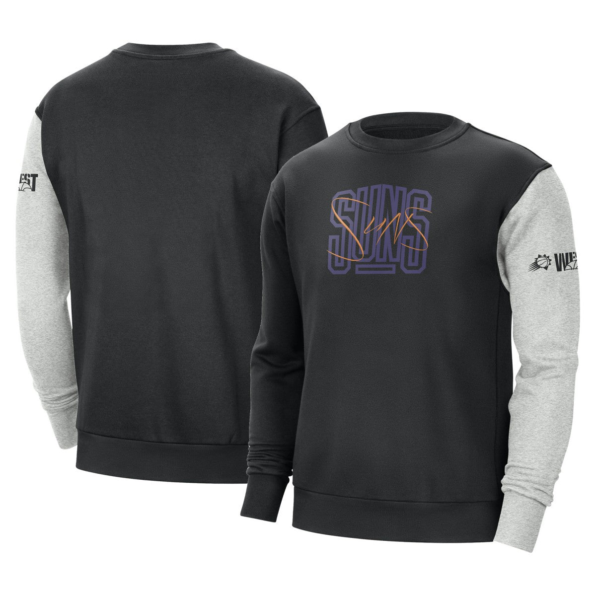 Phoenix Suns Courtside Versus Force & Flight Pullover Sweatshirt - Black/Heather Gray for sale