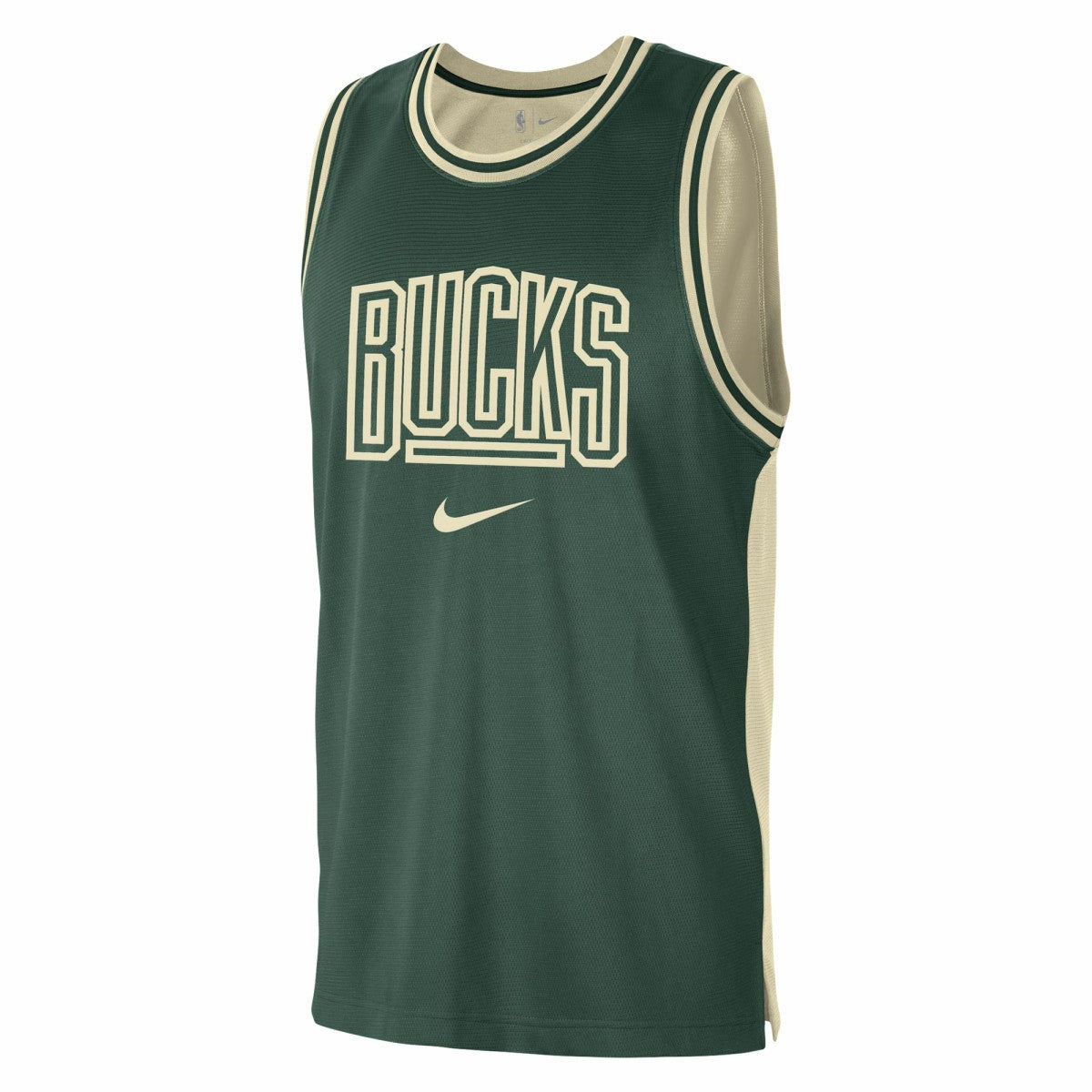 Milwaukee Bucks Courtside Versus Force Split DNA Performance Mesh Tank Top - Hunter Green/Cream cheap