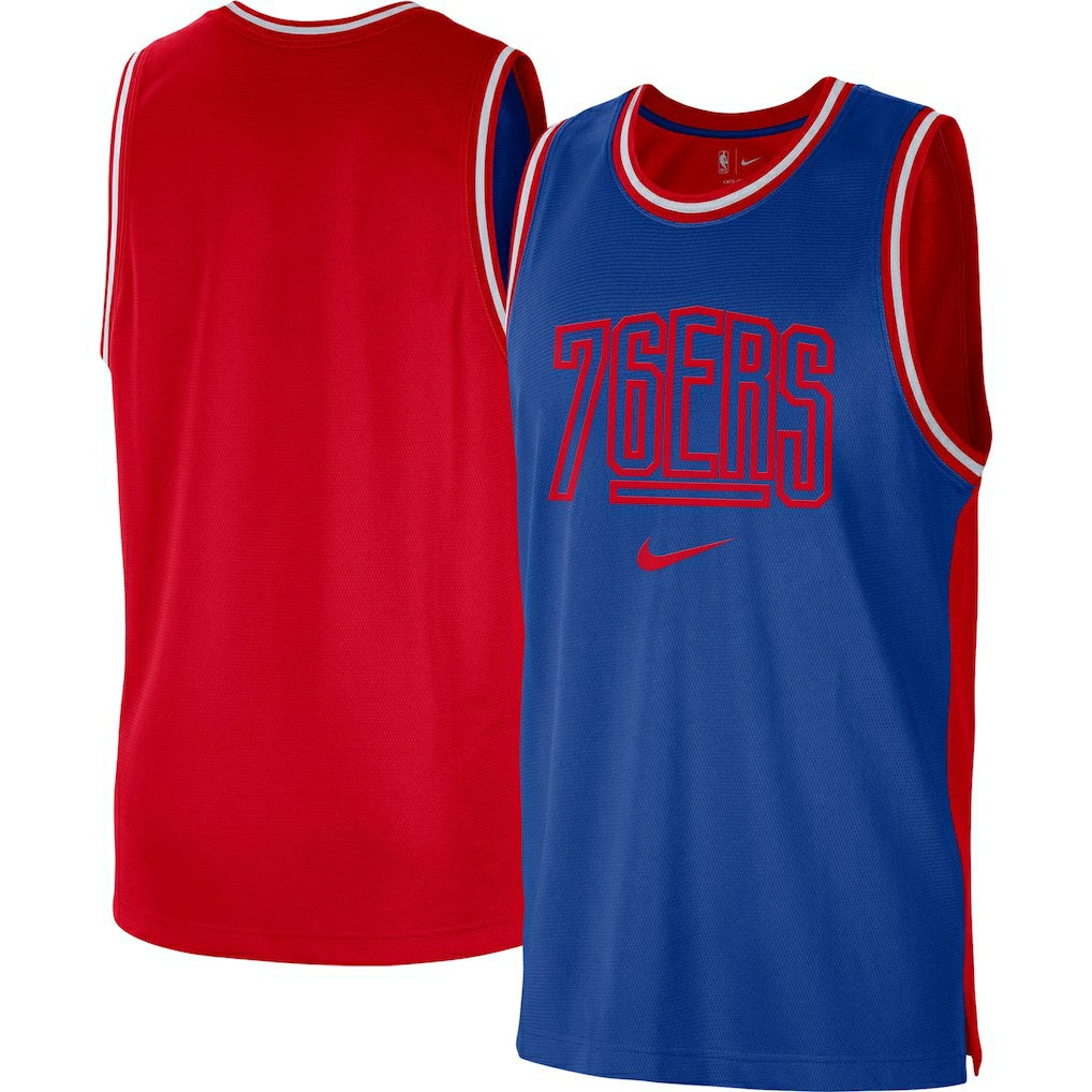 Philadelphia 76ers Courtside Versus Force Split DNA Performance Mesh Tank Top sale - Royal/Red online