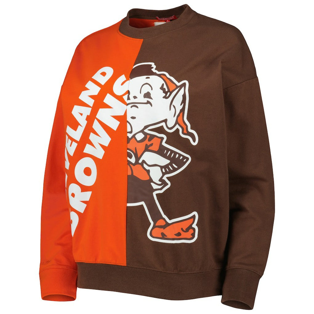 Cleveland Browns Women's Big Face Pullover Sweatshirt - Orange/Brown discount