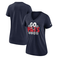 New England Patriots Women's Hometown Collection Tri-Blend V-Neck T-Shirt - Navy for sale