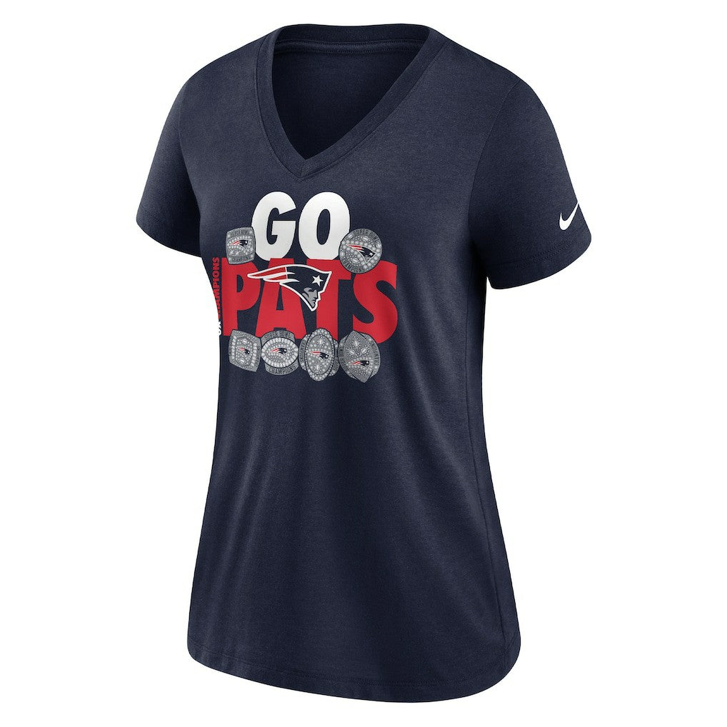 New England Patriots Women's Hometown Collection Tri-Blend V-Neck T-Shirt - Navy for sale