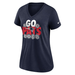 New England Patriots Women's Hometown Collection Tri-Blend V-Neck T-Shirt - Navy for sale