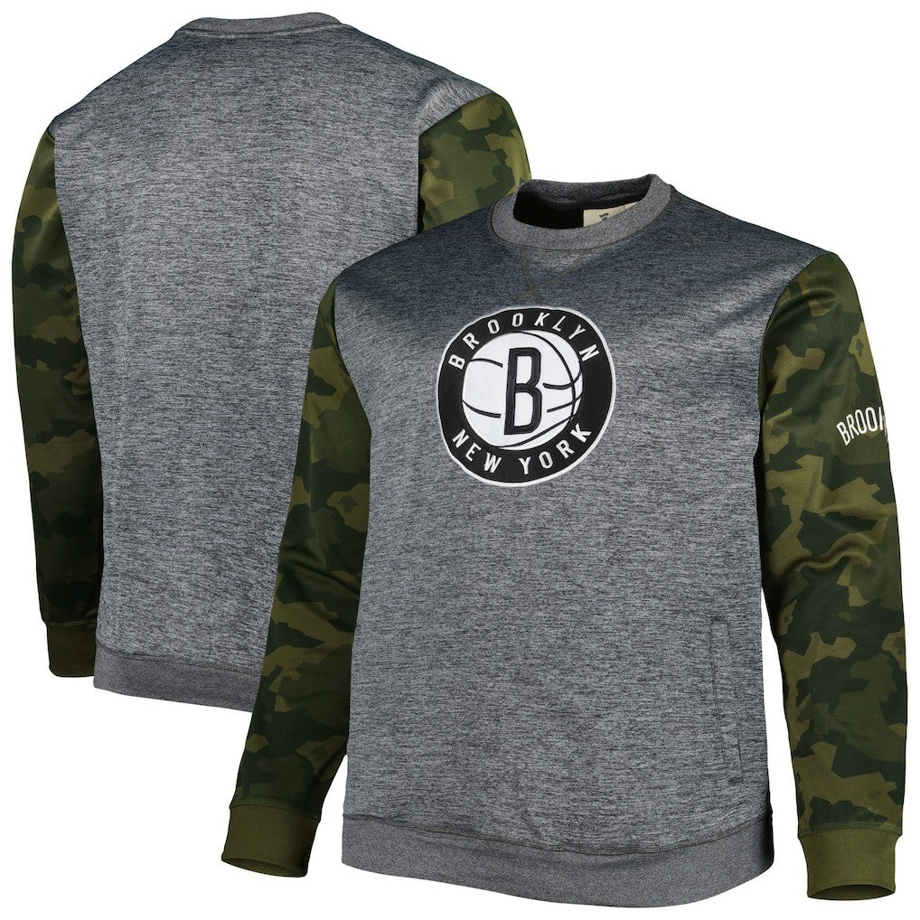 Brooklyn Nets Big & Tall Camo Stitched Sweatshirt - Heather Charcoal discount