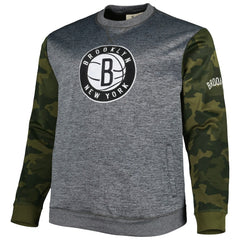 Brooklyn Nets Big & Tall Camo Stitched Sweatshirt - Heather Charcoal discount