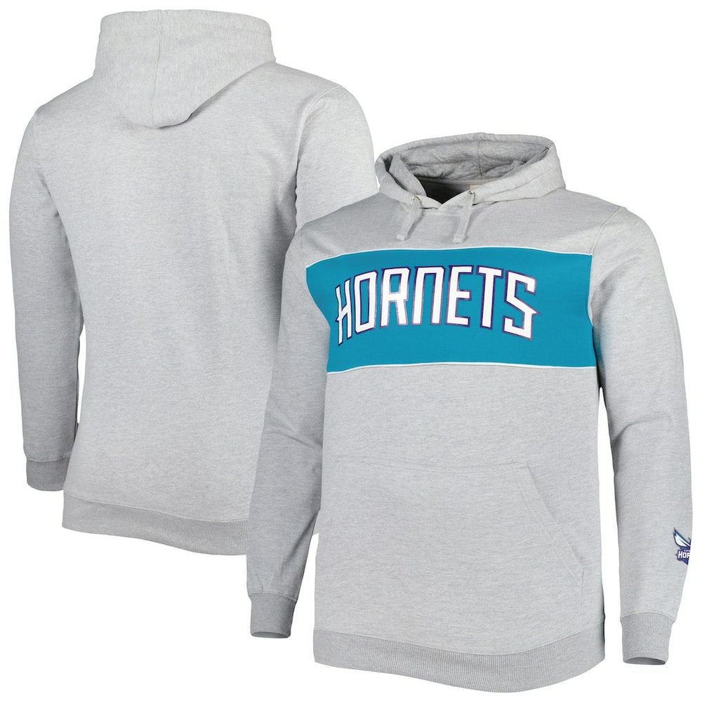 Charlotte Hornets Big & Tall Wordmark Pullover Hoodie - Heather Gray cheap