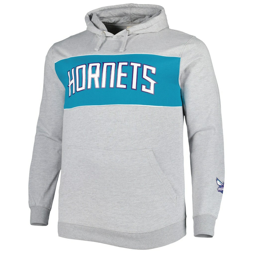Charlotte Hornets Big & Tall Wordmark Pullover Hoodie - Heather Gray cheap