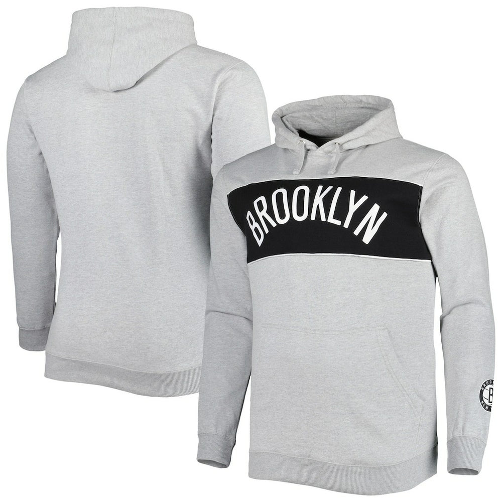 Brooklyn Nets Big & Tall Wordmark Pullover Hoodie - Heather Gray cheap