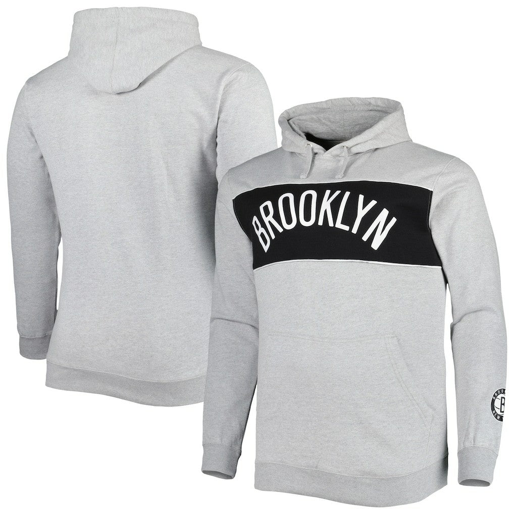 Brooklyn Nets Big & Tall Wordmark Pullover Hoodie - Heather Gray cheap