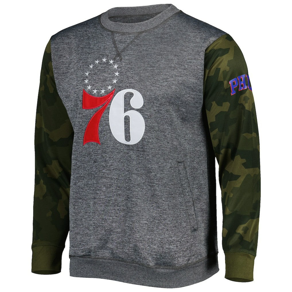 Philadelphia 76ers Camo Stitched Sweatshirt - Heather Charcoal sale