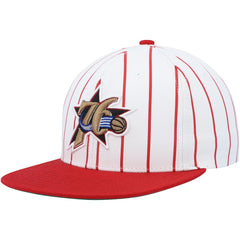 Philadelphia 76ers Hardwood Classics Pinstripe Snapback Hat - White for sale