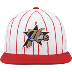 Philadelphia 76ers Hardwood Classics Pinstripe Snapback Hat - White for sale