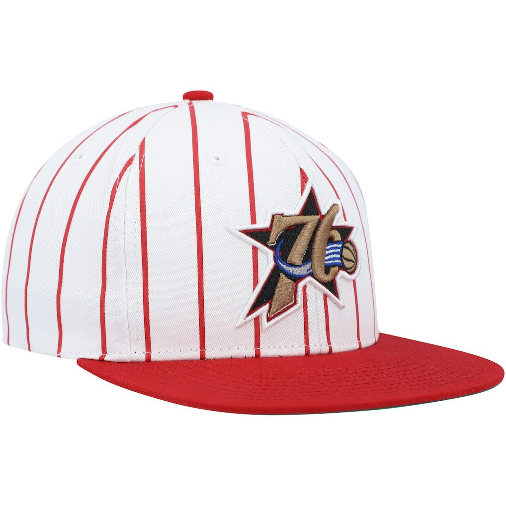 Philadelphia 76ers Hardwood Classics Pinstripe Snapback Hat - White for sale