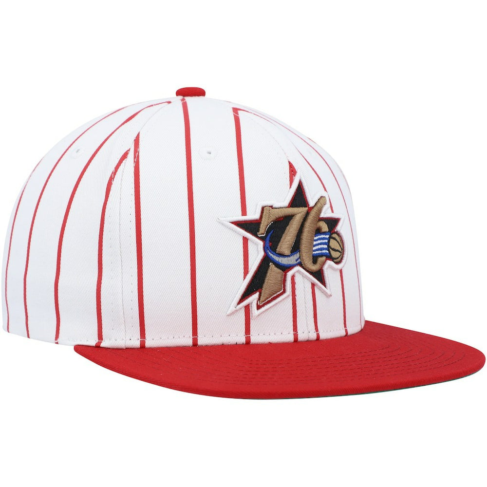 Philadelphia 76ers Hardwood Classics Pinstripe Snapback Hat - White for sale