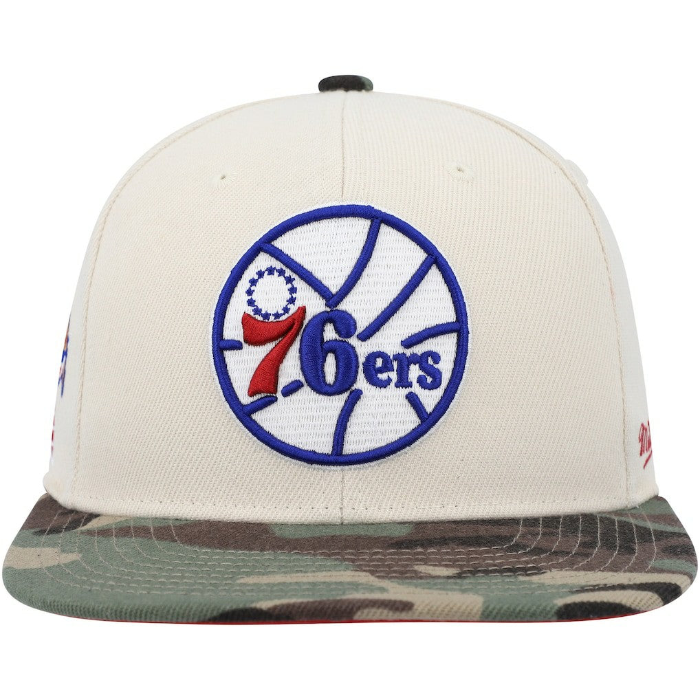 Philadelphia 76ers Hardwood Classics 1976 NBA All-Star Game Off White Camo Fitted Hat - Cream/Camo shop