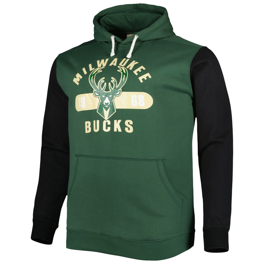 Milwaukee Bucks Big & Tall Bold Attack Pullover Hoodie - Hunter Green/Black shop
