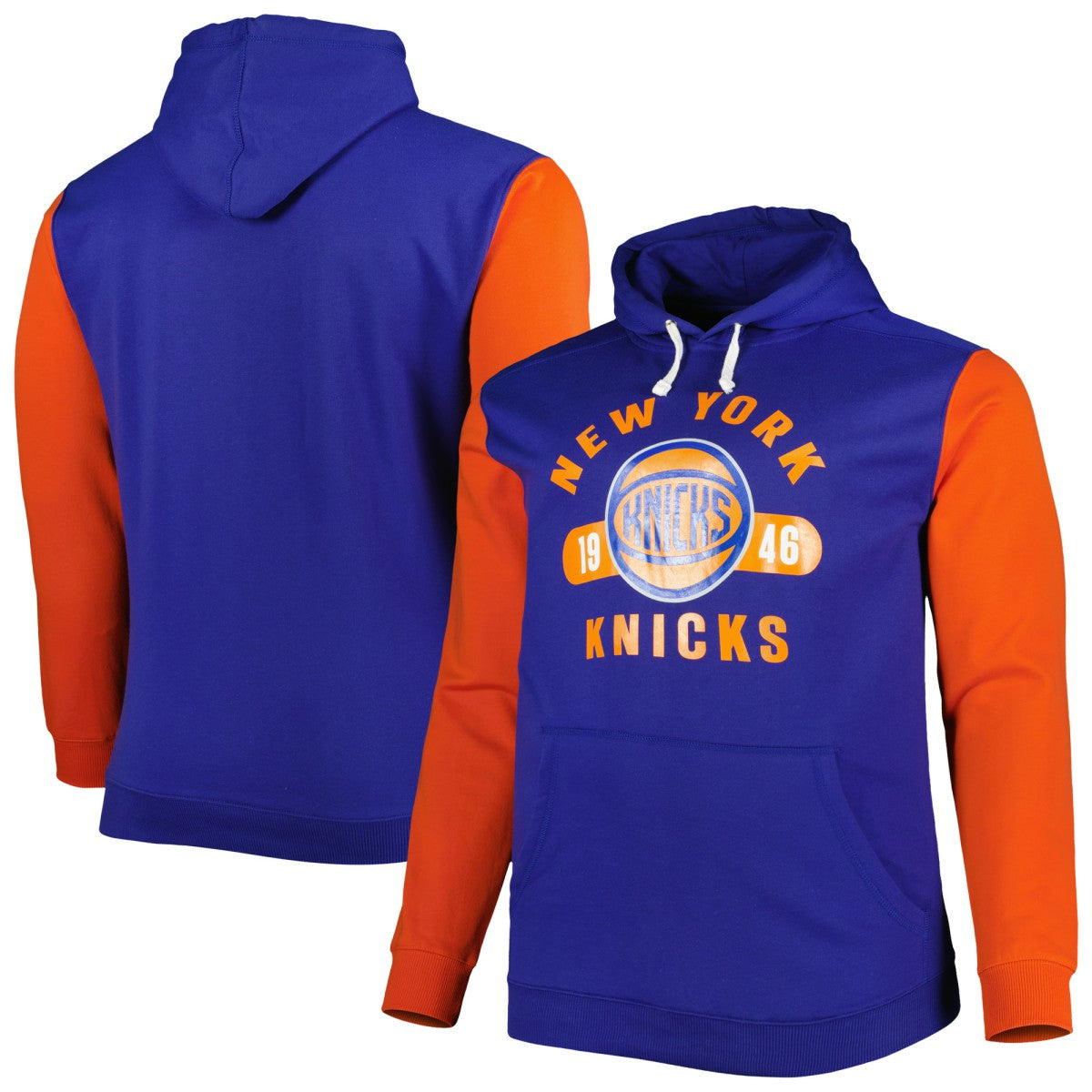 New York Knicks Big & Tall Bold Attack Pullover Hoodie - Blue/Orange for sale
