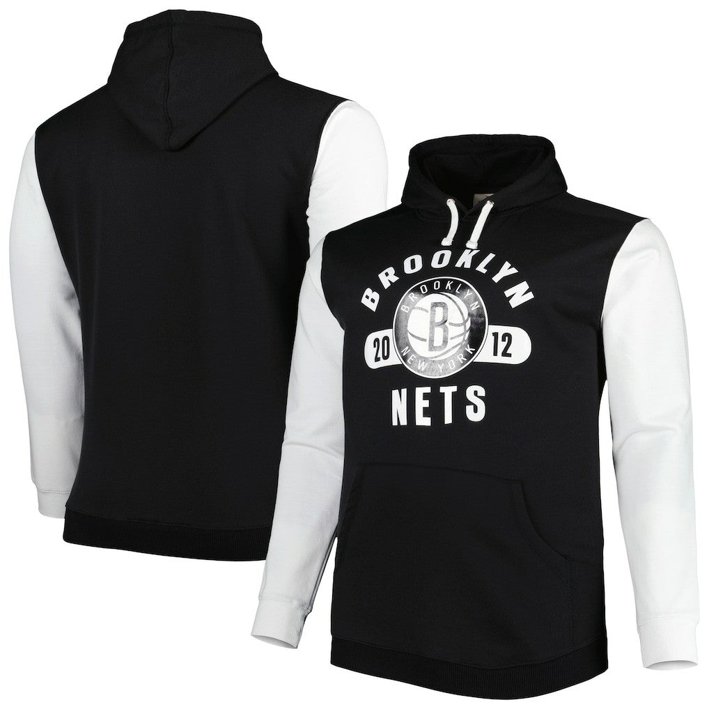 Brooklyn Nets Big & Tall Bold Attack Pullover Hoodie - Black/White outlet
