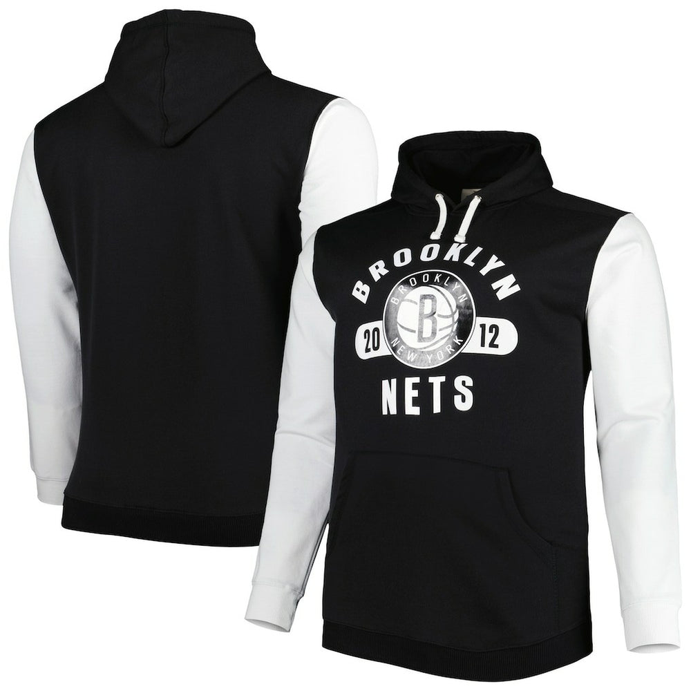 Brooklyn Nets Big & Tall Bold Attack Pullover Hoodie - Black/White outlet