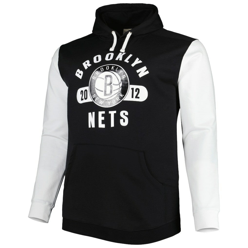 Brooklyn Nets Big & Tall Bold Attack Pullover Hoodie - Black/White outlet