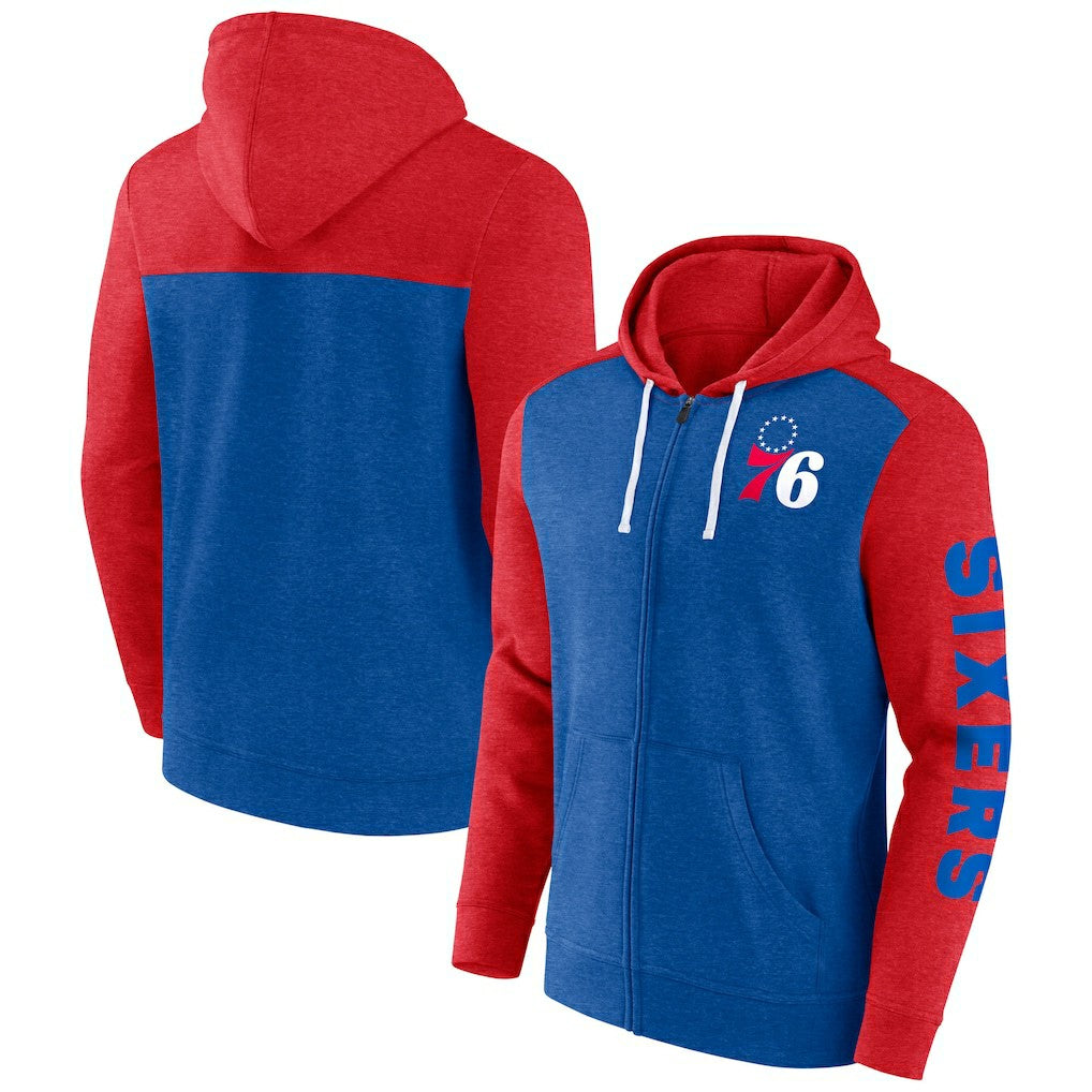 Philadelphia 76ers Big & Tall Down and Distance Full-Zip Hoodie - Royal/Red outlet