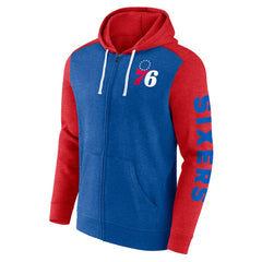 Philadelphia 76ers Big & Tall Down and Distance Full-Zip Hoodie - Royal/Red outlet
