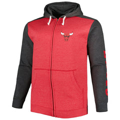 Chicago Bulls Big & Tall Down and Distance Full-Zip Hoodie - Heathered Red/Heathered Black sale
