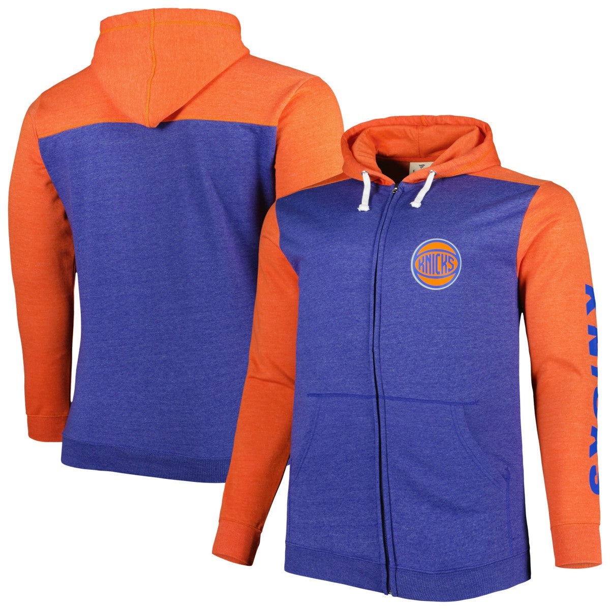 New York Knicks Big & Tall Down and Distance Full-Zip Hoodie - Heathered Blue/Heathered Orange online
