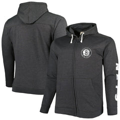 Brooklyn Nets Big & Tall Down and Distance Full-Zip Hoodie - Heathered Black for sale