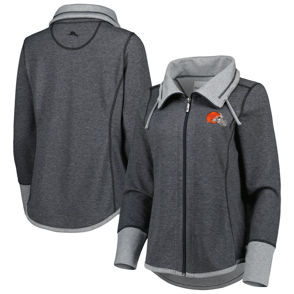 Cleveland Browns Women's Sport Sun Fade Full-Zip Sweatshirt - Heathered Black cheap