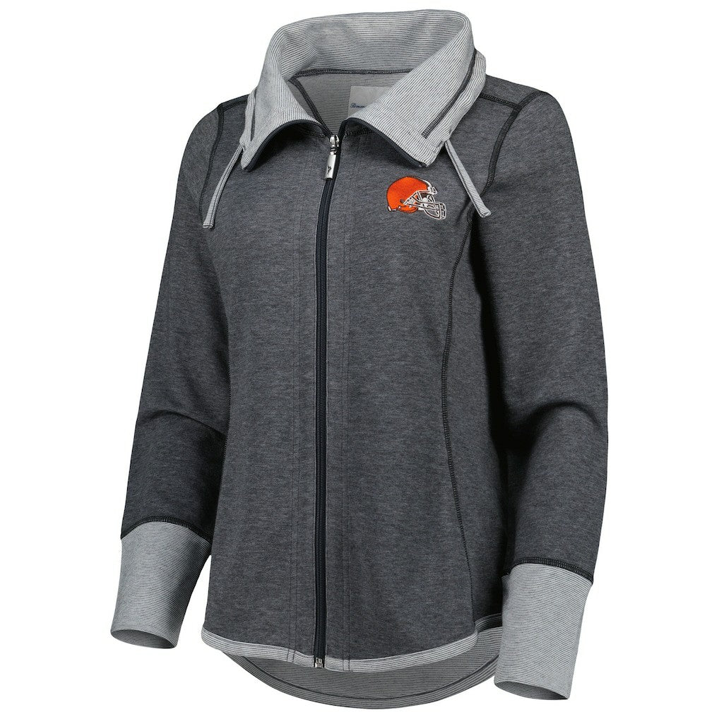 Cleveland Browns Women's Sport Sun Fade Full-Zip Sweatshirt - Heathered Black cheap