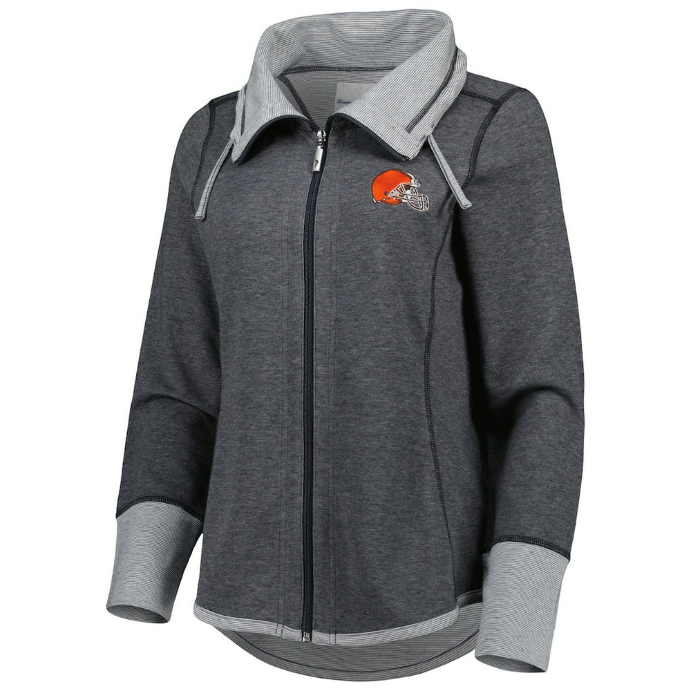 Cleveland Browns Women's Sport Sun Fade Full-Zip Sweatshirt - Heathered Black cheap
