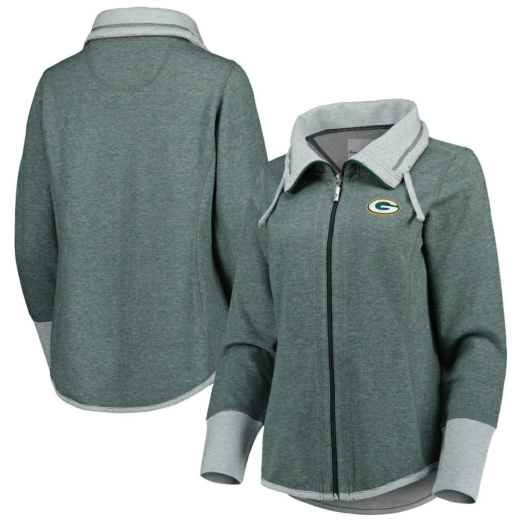 Green Bay Packers Women's Sport Sun Fade Full-Zip Sweatshirt - Heathered Green cheap
