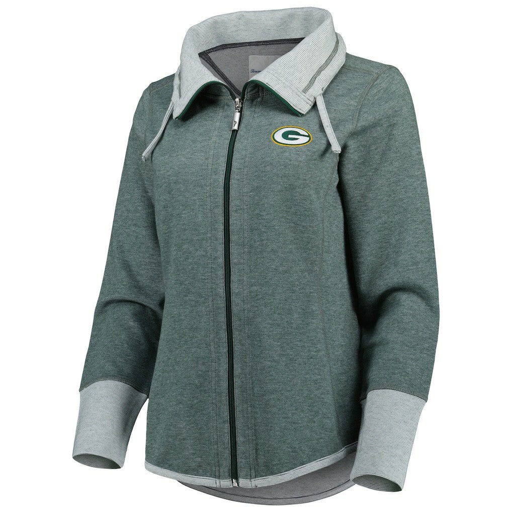 Green Bay Packers Women's Sport Sun Fade Full-Zip Sweatshirt - Heathered Green cheap