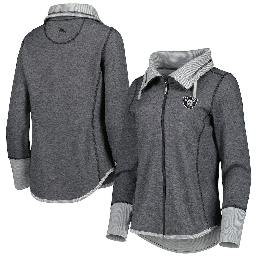 Las Vegas Raiders Women's Sport Sun Fade Full-Zip Sweatshirt - Heathered Black discount