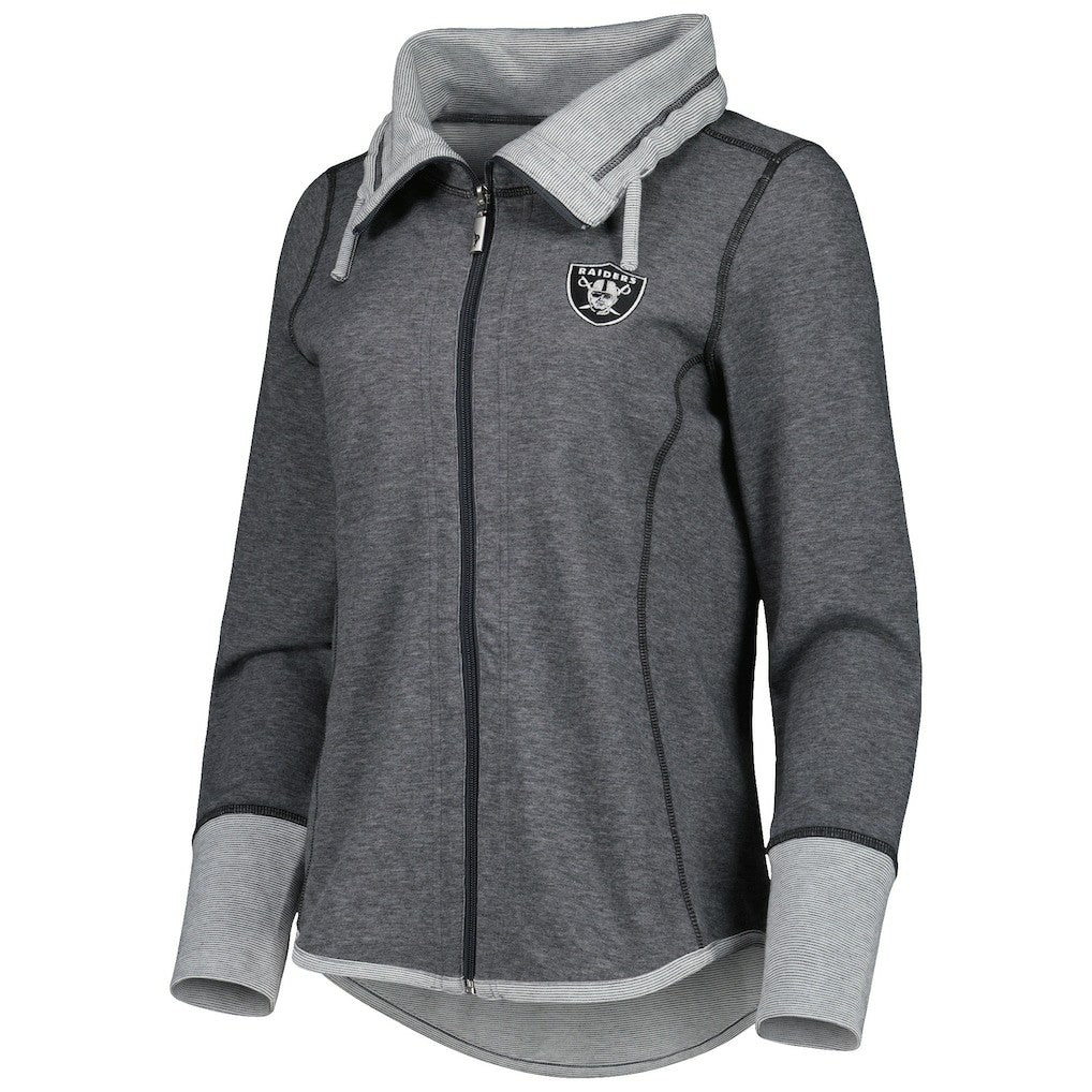 Las Vegas Raiders Women's Sport Sun Fade Full-Zip Sweatshirt - Heathered Black discount