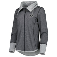 Las Vegas Raiders Women's Sport Sun Fade Full-Zip Sweatshirt - Heathered Black discount
