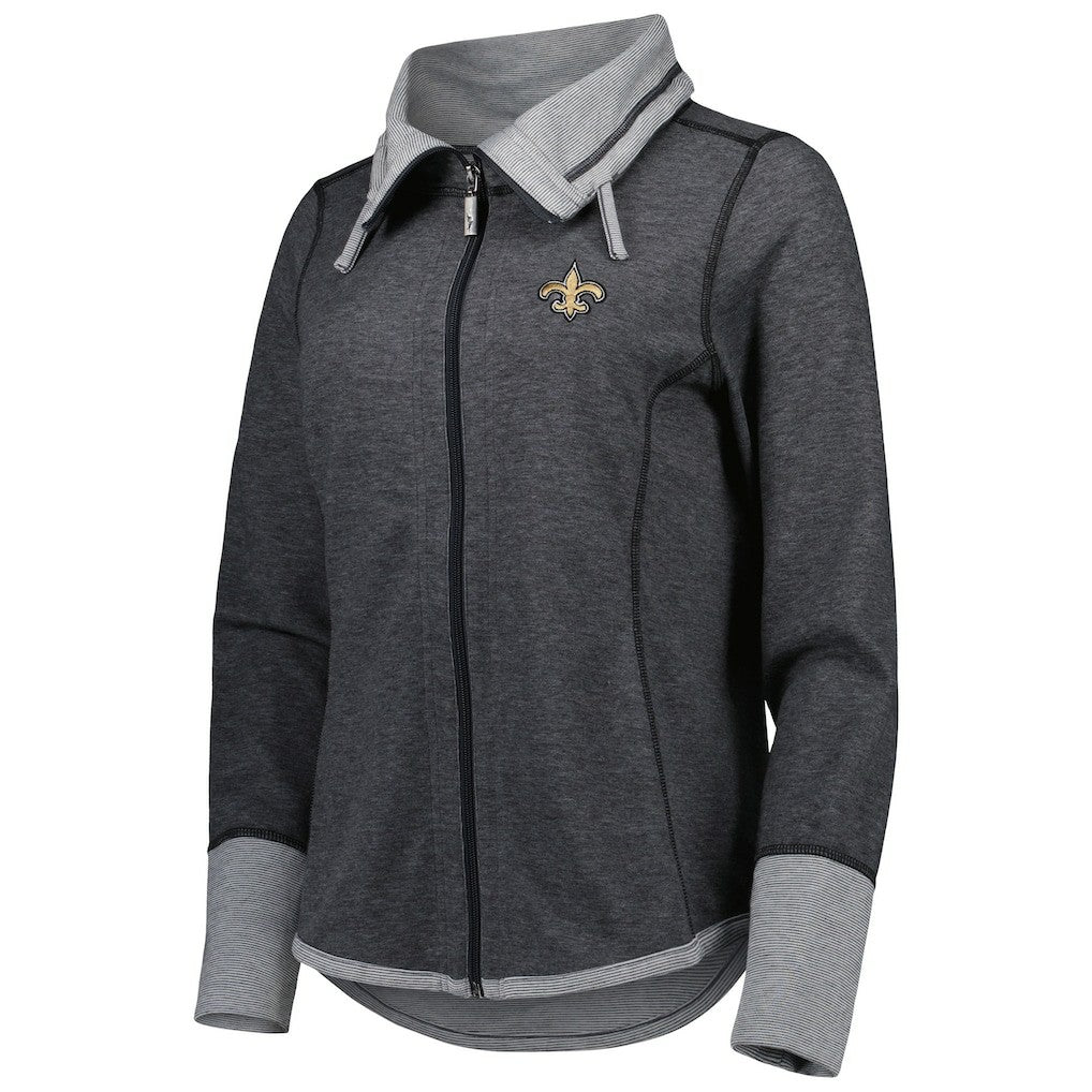 New Orleans Saints Women's Sport Sun Fade Full-Zip Sweatshirt - Heathered Black sale