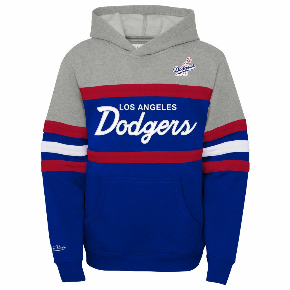 Los Angeles Dodgers Youth Cooperstown Collection Head Coach Pullover Hoodie Heather Gray/Royal