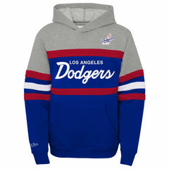 Los Angeles Dodgers Youth Cooperstown Collection Head Coach Pullover Hoodie Heather Gray/Royal
