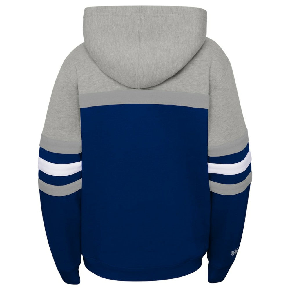 New York Yankees Youth Cooperstown Collection Head Coach Pullover Hoodie Heather Gray/Navy