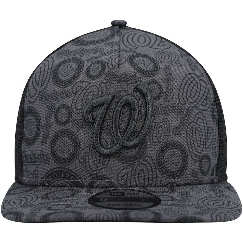 Washington Nationals Repeat A-Frame 9FIFTY Trucker Snapback Hat Black