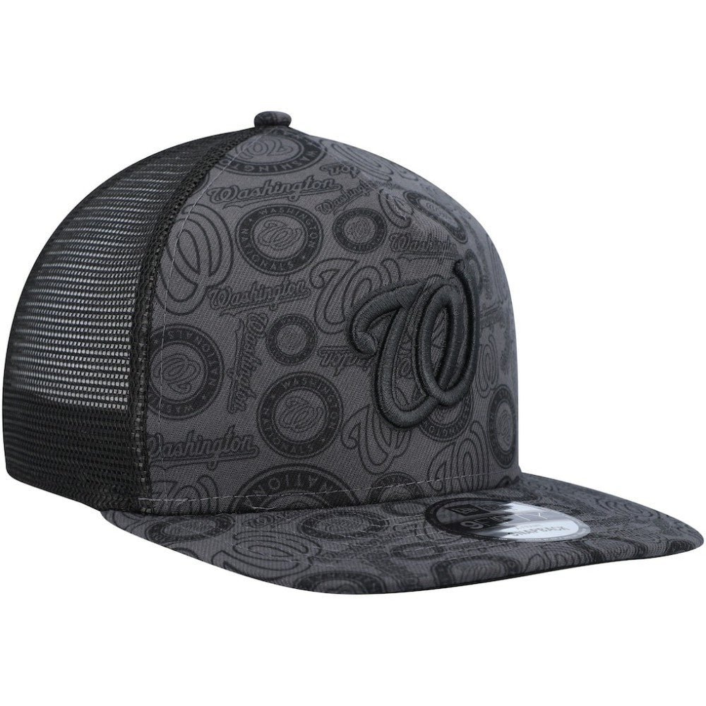 Washington Nationals Repeat A-Frame 9FIFTY Trucker Snapback Hat Black