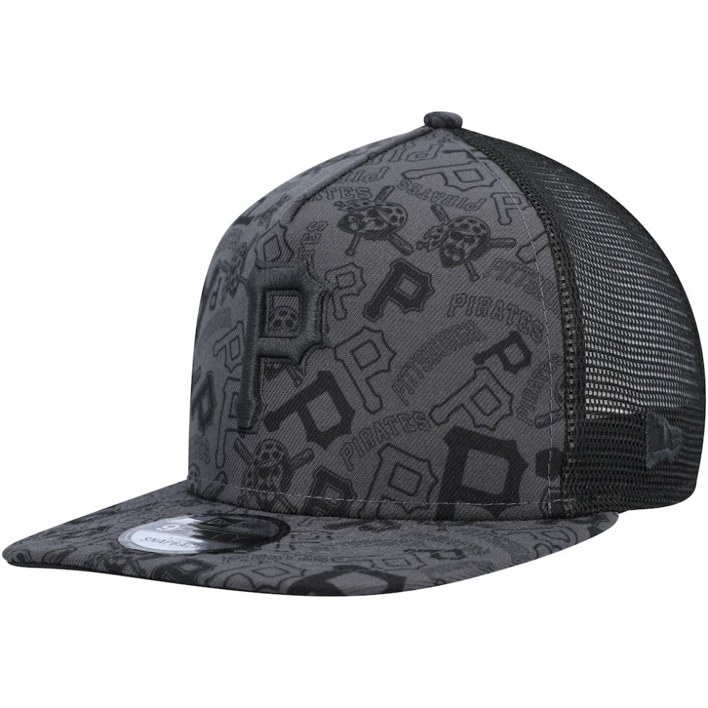 Pittsburgh Pirates Repeat A-Frame 9FIFTY Trucker Snapback Hat Black