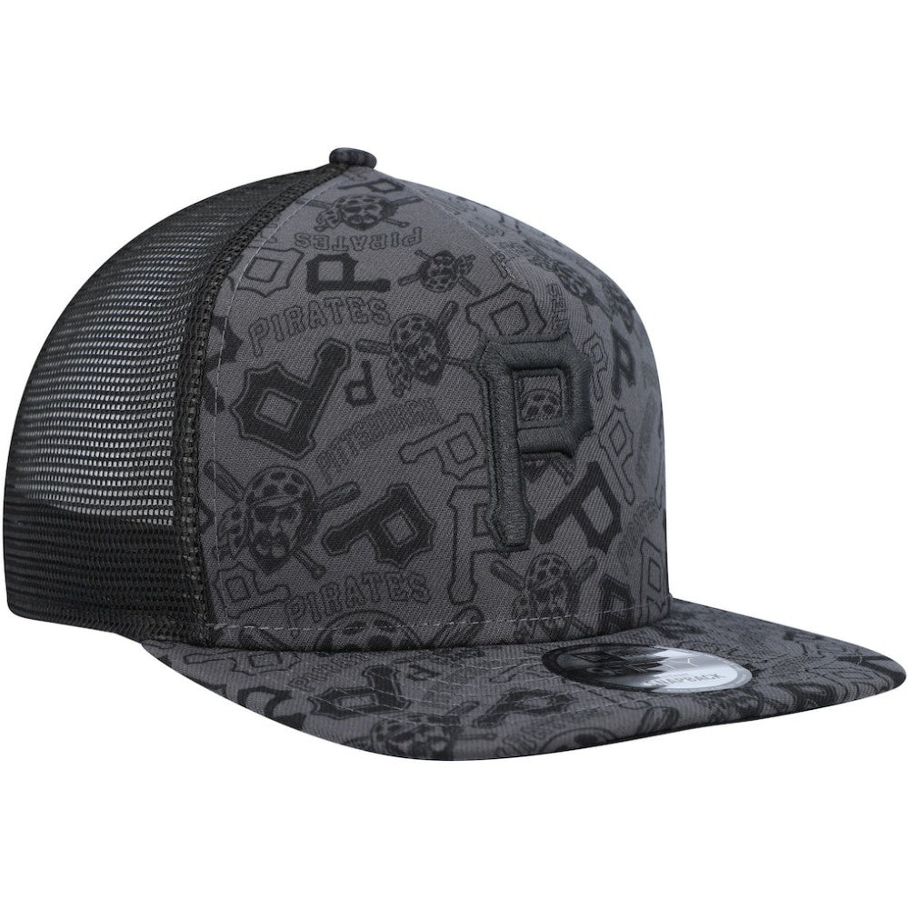 Pittsburgh Pirates Repeat A-Frame 9FIFTY Trucker Snapback Hat Black