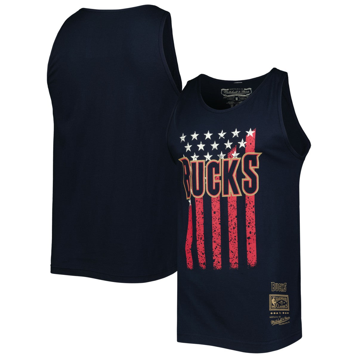 Milwaukee Bucks Hardwood Classics Americana Stars and Stripes Tank Top - Navy sale