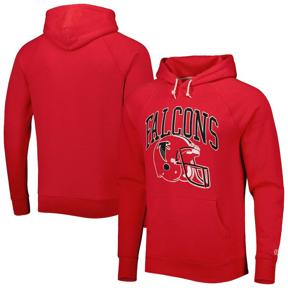 Atlanta Falcons Homage Retro Helmet Tri-Blend Raglan Pullover Hoodie - Red sale
